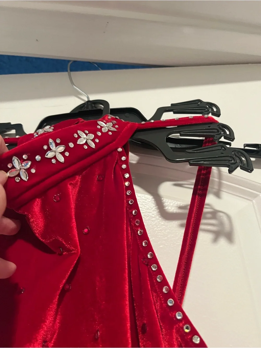 Custom Solo Jazz Red Velvet Halter w/ Swarvoski Crystals
